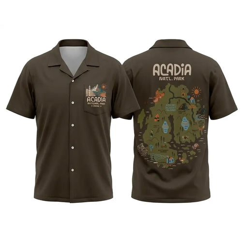 Acadia National Park Map Hawaiian Shirt