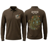 Acadia National Park Map Polo Long Sleeve Shirt