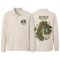 Acadia National Park Map Polo Long Sleeve Shirt
