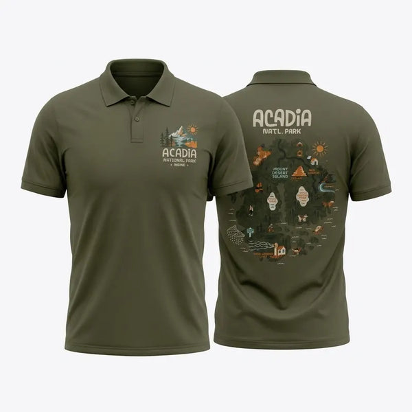Acadia National Park Map Polo Shirt 2026