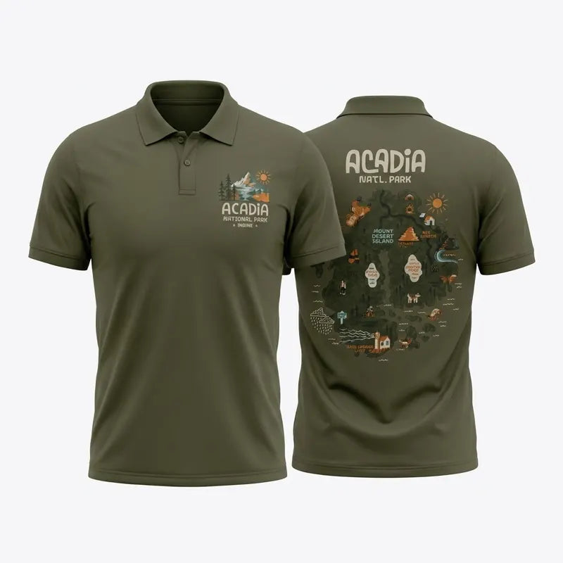 Acadia National Park Map Polo Shirt