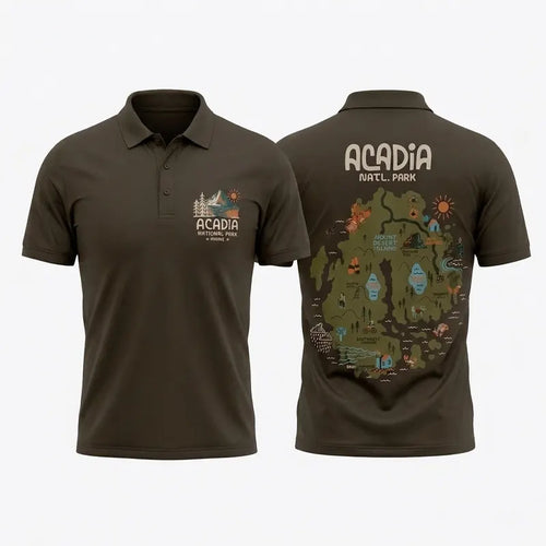 Acadia National Park Map Polo Shirt