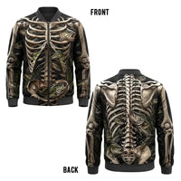 All-Over Print Skeleton Fishing Bomber Jacket