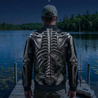 All-Over Print Skeleton Fishing Bomber Jacket