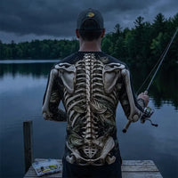 All-Over Print Skeleton Fishing Long Sleeve Shirt