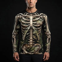 All-Over Print Skeleton Fishing Long Sleeve Shirt