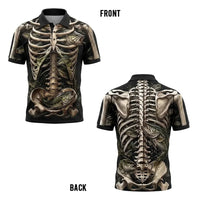 All-Over Print Skeleton Fishing Polo Shirt