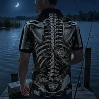 All-Over Print Skeleton Fishing Polo Shirt