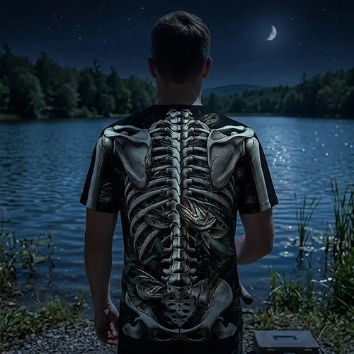 All-Over Print Skeleton Fishing T-Shirt