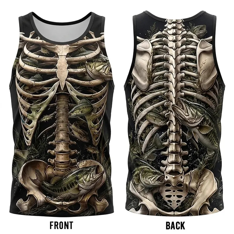 All-Over Print Skeleton Fishing Tank Top