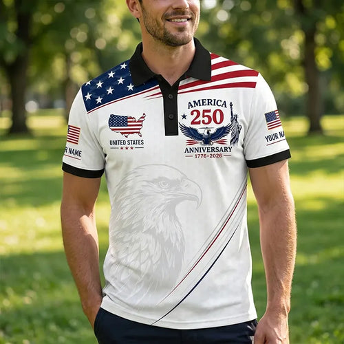 America 250 Anniversary 1776–2026 Patriotic Polo Shirt