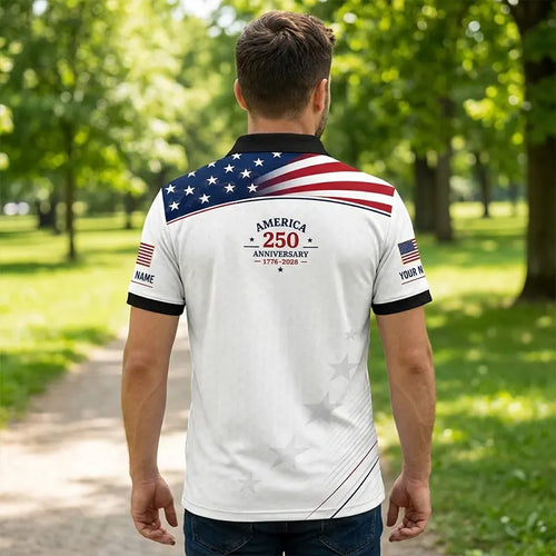America 250 Anniversary 1776–2026 Patriotic Polo Shirt