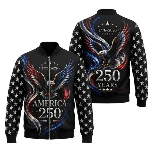 America 250 Years Patriotic Eagle Bomber Jacket