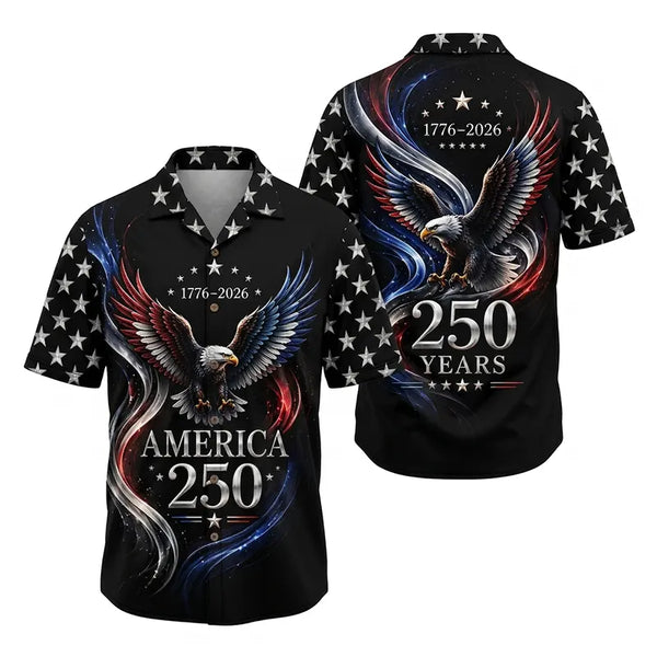 America 250 Years Patriotic Eagle Hawaiian Shirt