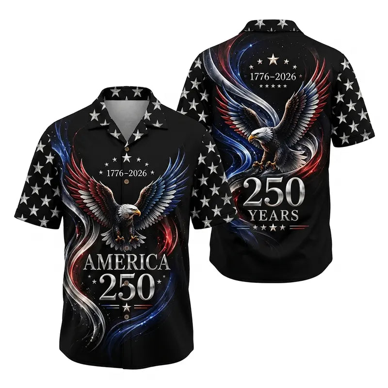 America 250 Years Patriotic Eagle Hawaiian Shirt