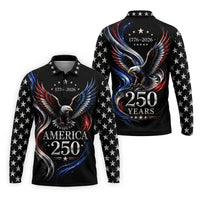 America 250 Years Patriotic Eagle Polo Long Sleeve Shirt