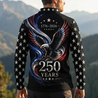 America 250 Years Patriotic Eagle Polo Long Sleeve Shirt