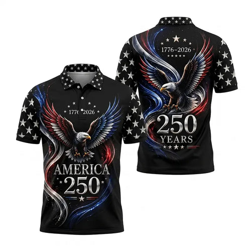 America 250 Years Patriotic Eagle Polo Shirt