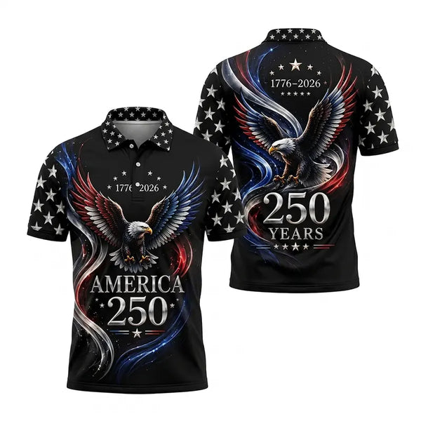 America 250 Years Patriotic Eagle Polo Shirt