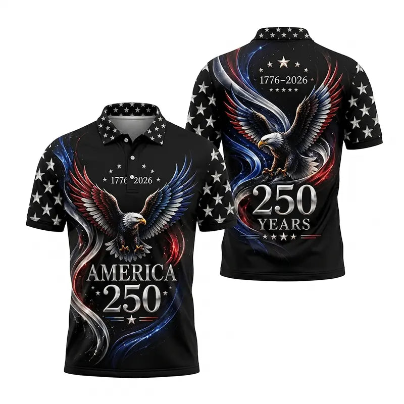 America 250 Years Patriotic Eagle Polo Shirt