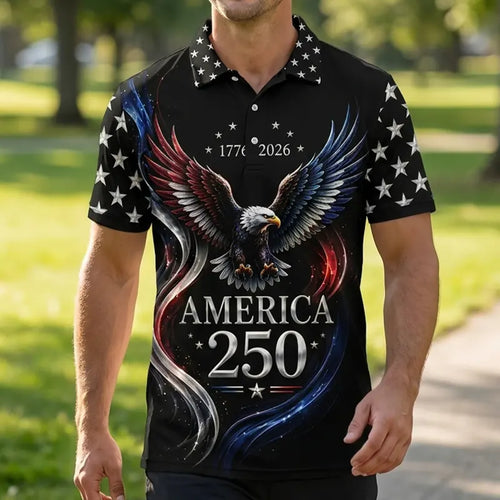 America 250 Years Patriotic Eagle Polo Shirt