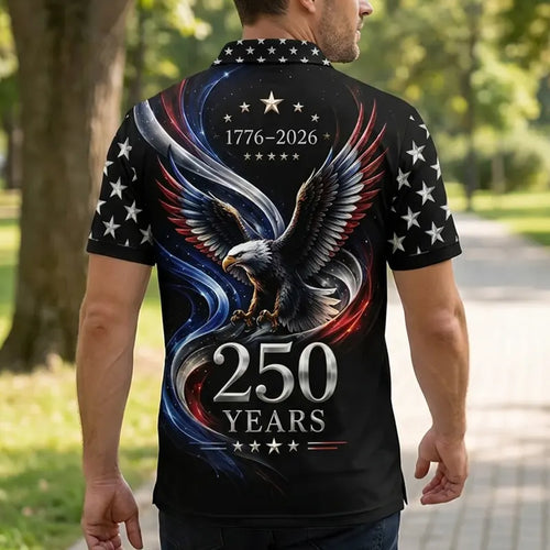 America 250 Years Patriotic Eagle Polo Shirt