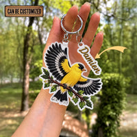 Personalized Bird Shaped Embroidered Keychain Tag