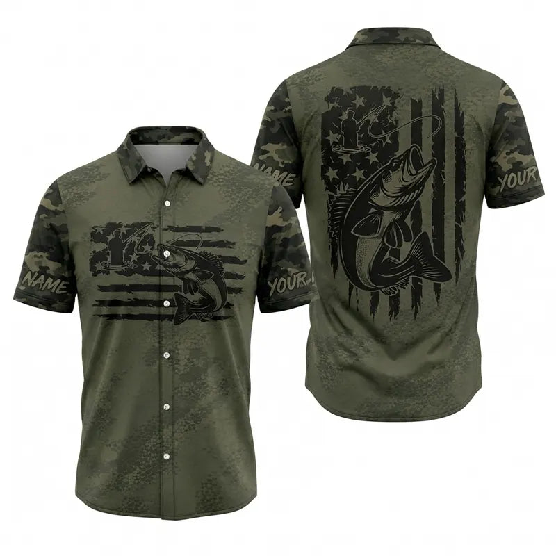 American Angler Freedom Camo Hawaiian Shirt