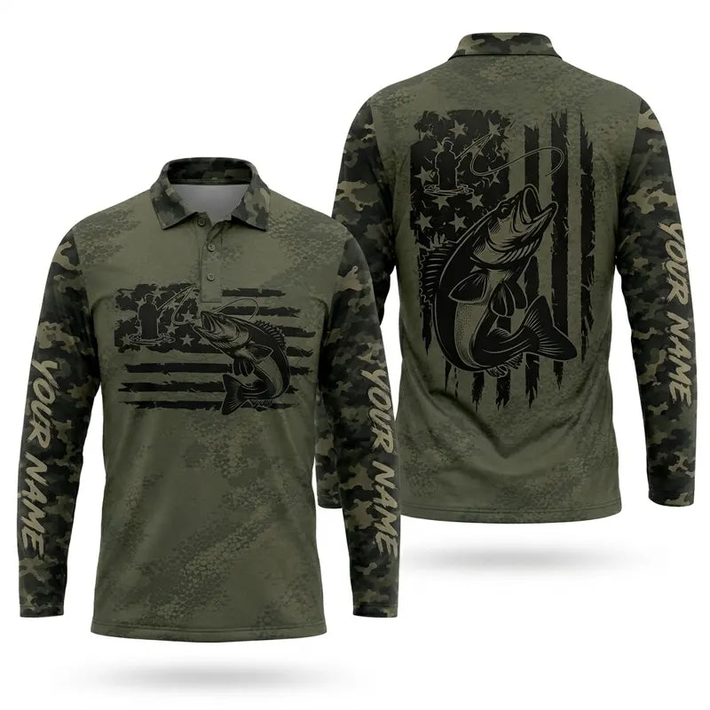 American Angler Freedom Camo Polo Long Sleeve Shirt