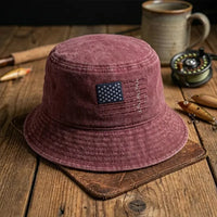 American Fish Flag Embroidered Fishing Bucket Hat
