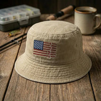 American Fish Flag Embroidered Fishing Bucket Hat