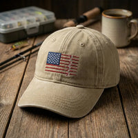 American Fish Flag Fishing Embroidered Cap