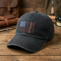 American Fish Flag Fishing Embroidered Cap
