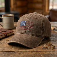 American Fish Flag Fishing Embroidered Cap