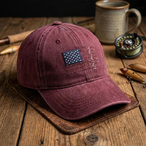 American Fish Flag Fishing Embroidered Cap