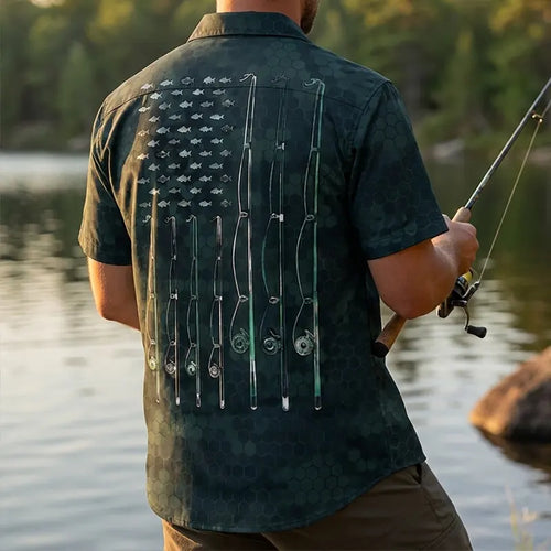 American Flag Fishing Enthusiast Hawaiian Shirt