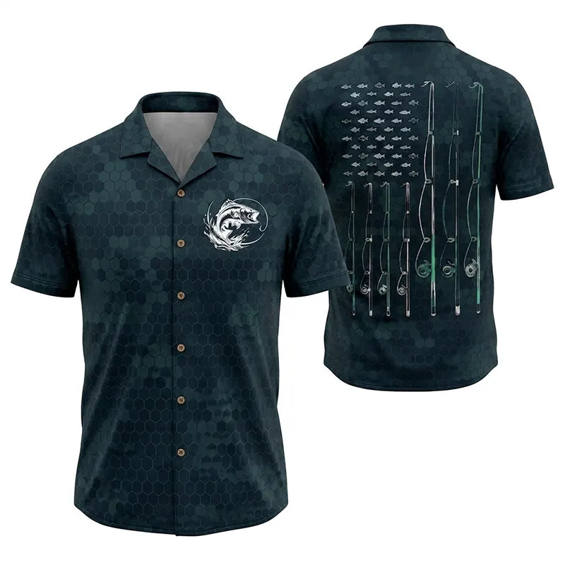 American Flag Fishing Enthusiast Hawaiian Shirt