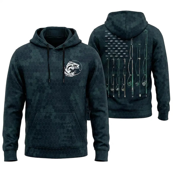 American Flag Fishing Enthusiast Hoodie