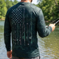 American Flag Fishing Enthusiast Long Sleeve Shirt