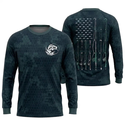 American Flag Fishing Enthusiast Long Sleeve Shirt