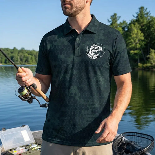American Flag Fishing Enthusiast Polo Shirt