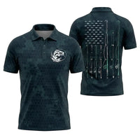 American Flag Fishing Enthusiast Polo Shirt