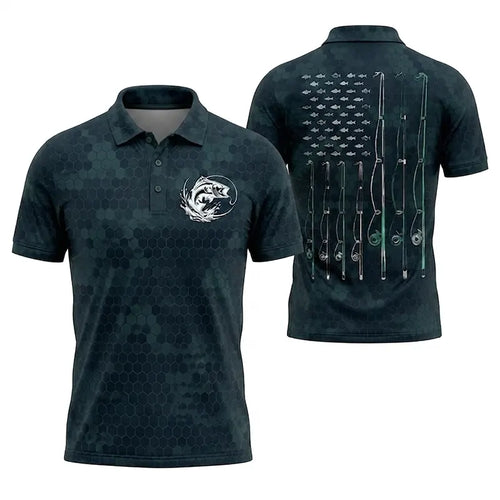 American Flag Fishing Enthusiast Polo Shirt