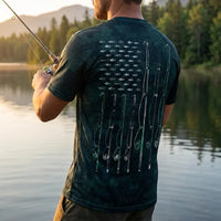 American Flag Fishing Enthusiast T-Shirt
