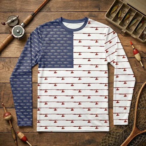 American Flag Outdoor Fishing Long Sleeve Shirt