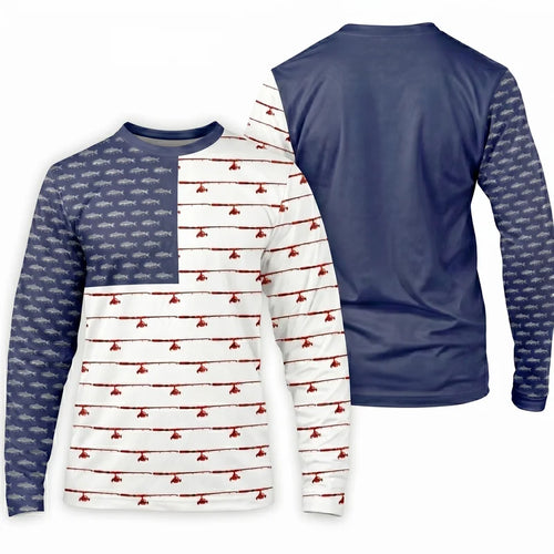 American Flag Outdoor Fishing Long Sleeve Shirt