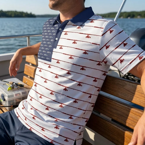American Flag Outdoor Fishing Polo Shirt