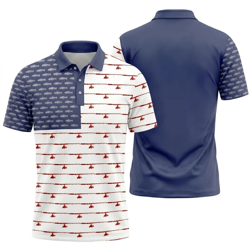American Flag Outdoor Fishing Polo Shirt