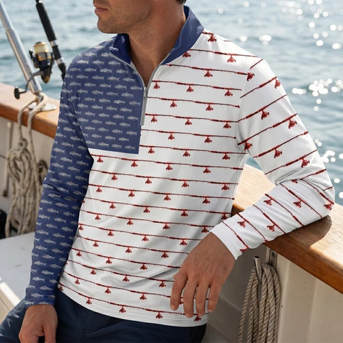 American Flag Outdoor Fishing Zip Long Sleeve Shirt