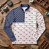 American Flag Outdoor Fishing Zip Long Sleeve Shirt